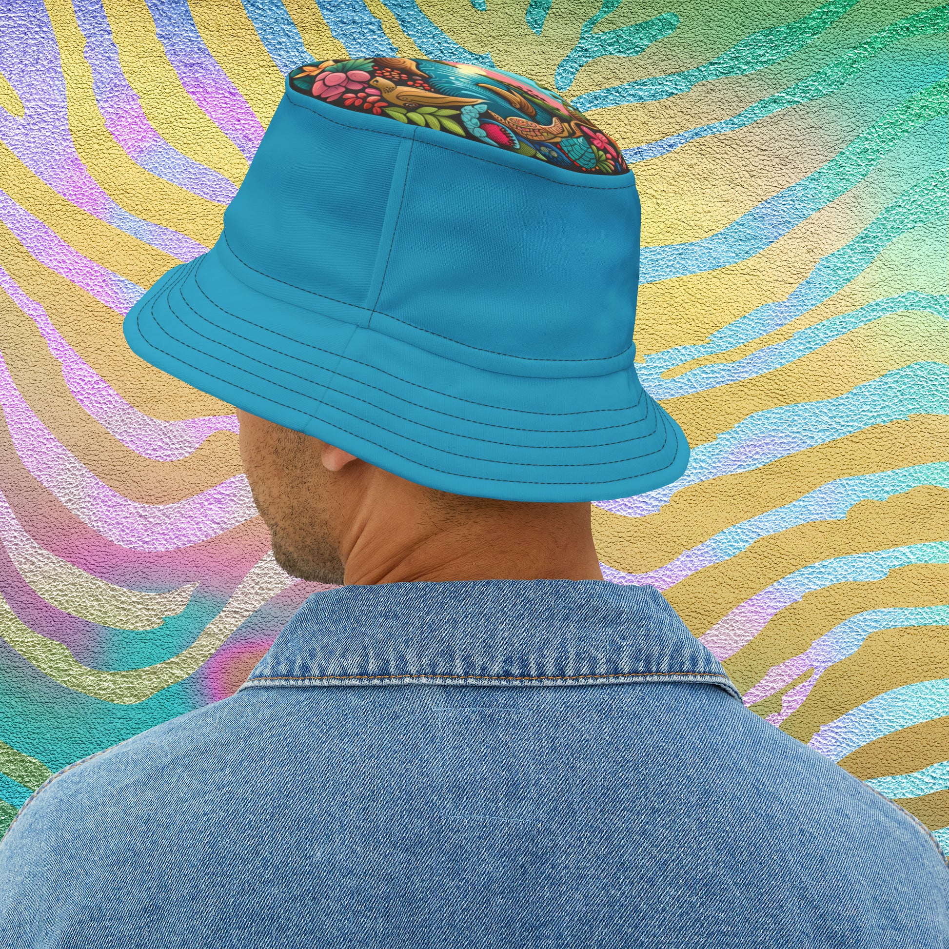 I Am Kolohe | Bucket Hat (AOP) | Turquoise With White or Black Stitching | 2 sizes | Kolohe Ko - Kolohe Ko