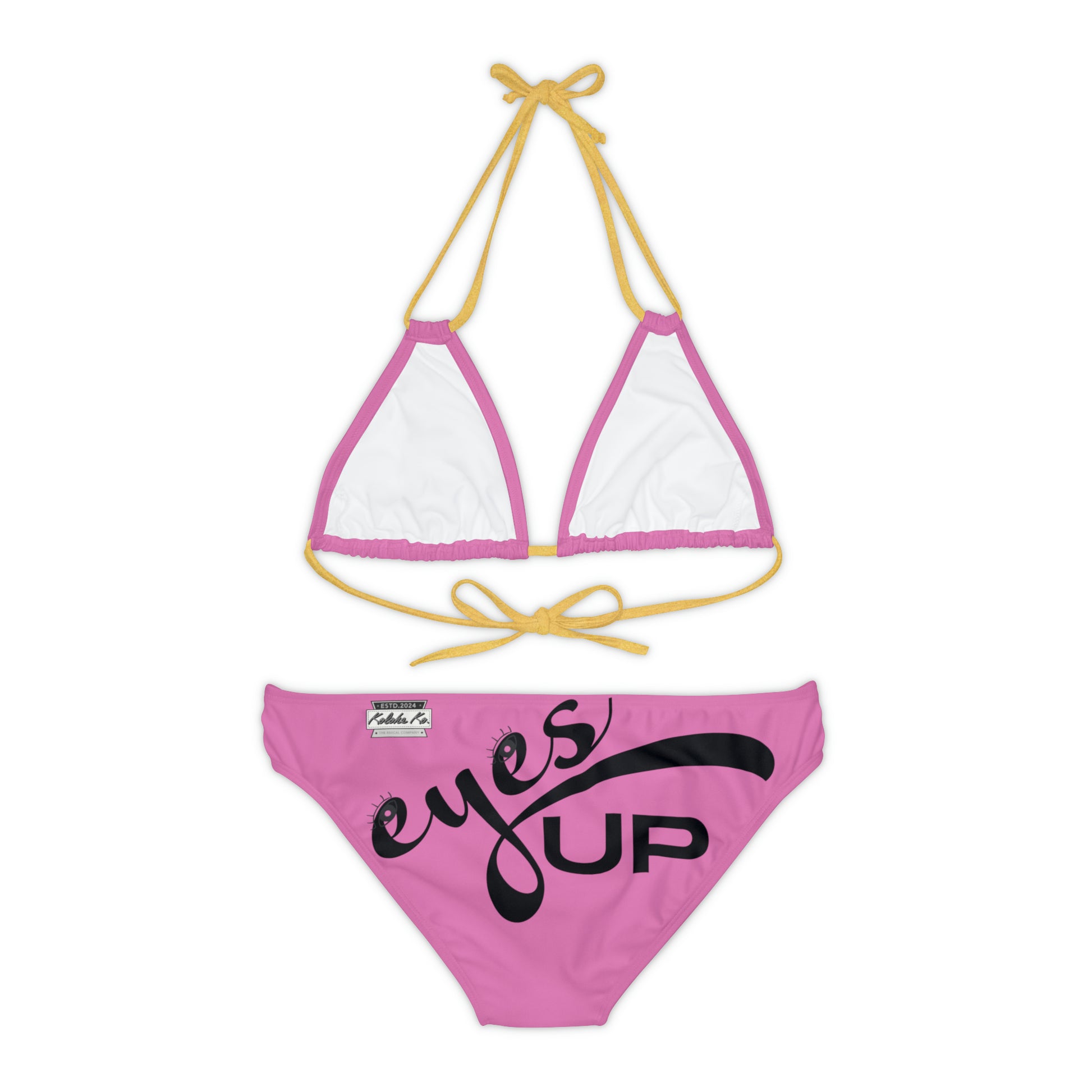 Eyes UP! | Pink Strappy Bikini Set | Seven Choices of Strap Colors | Kolohe Ko - Kolohe Ko