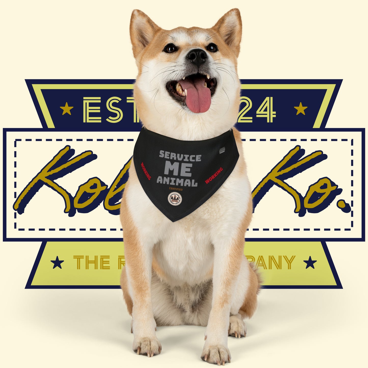 Service Me! Working Animal - Black Pet Bandana Collar - Kolohe Ko., Furry Nation - Kolohe Ko