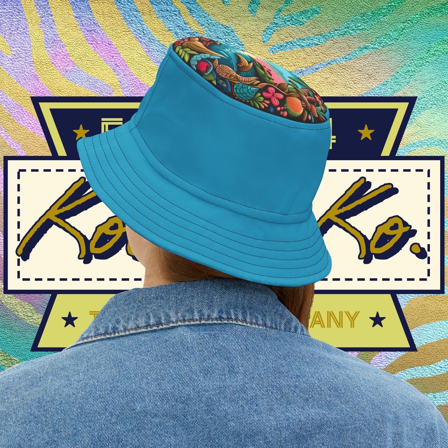 I Am Kolohe | Bucket Hat (AOP) | Turquoise With White or Black Stitching | 2 sizes | Kolohe Ko - Kolohe Ko