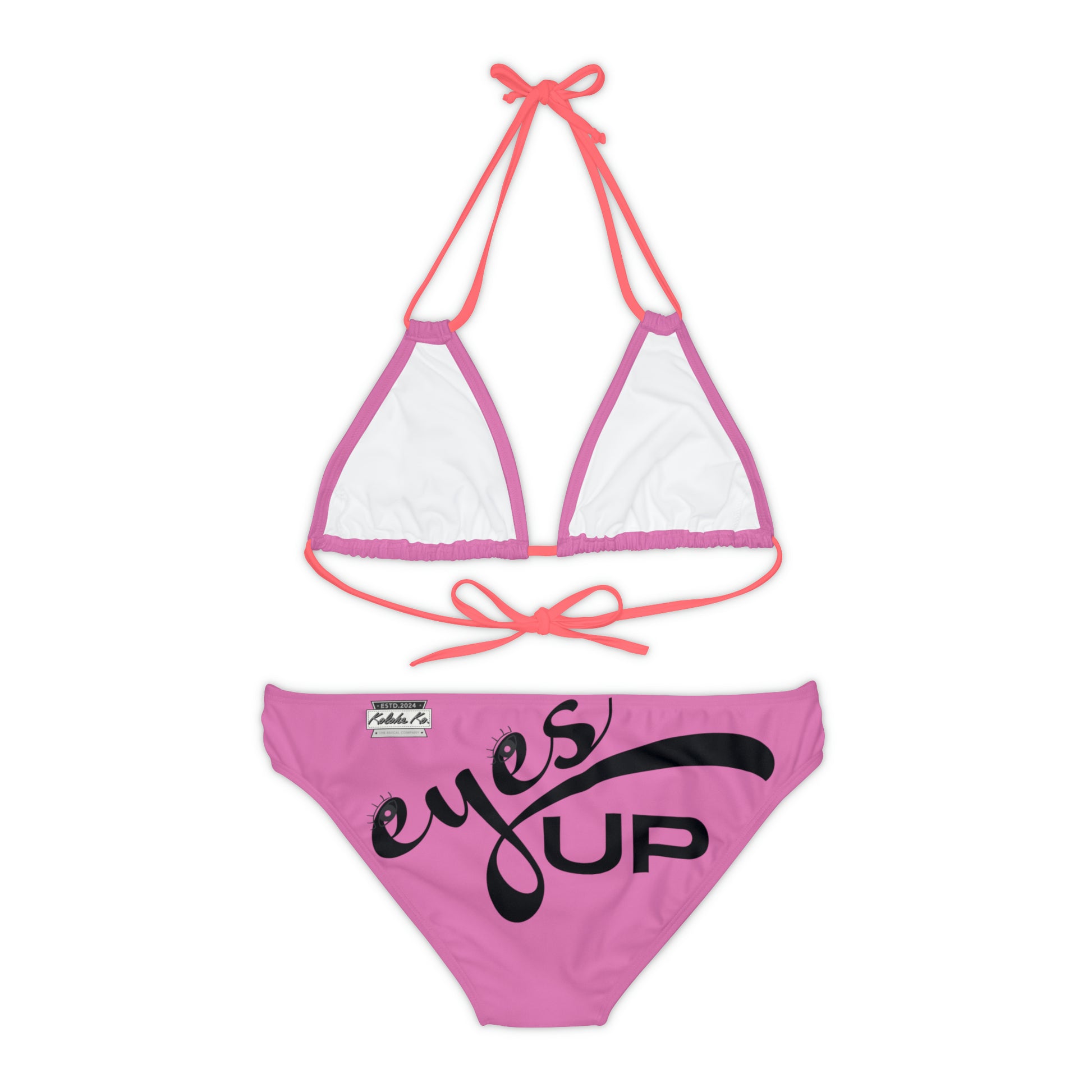 Eyes UP! | Pink Strappy Bikini Set | Seven Choices of Strap Colors | Kolohe Ko - Kolohe Ko