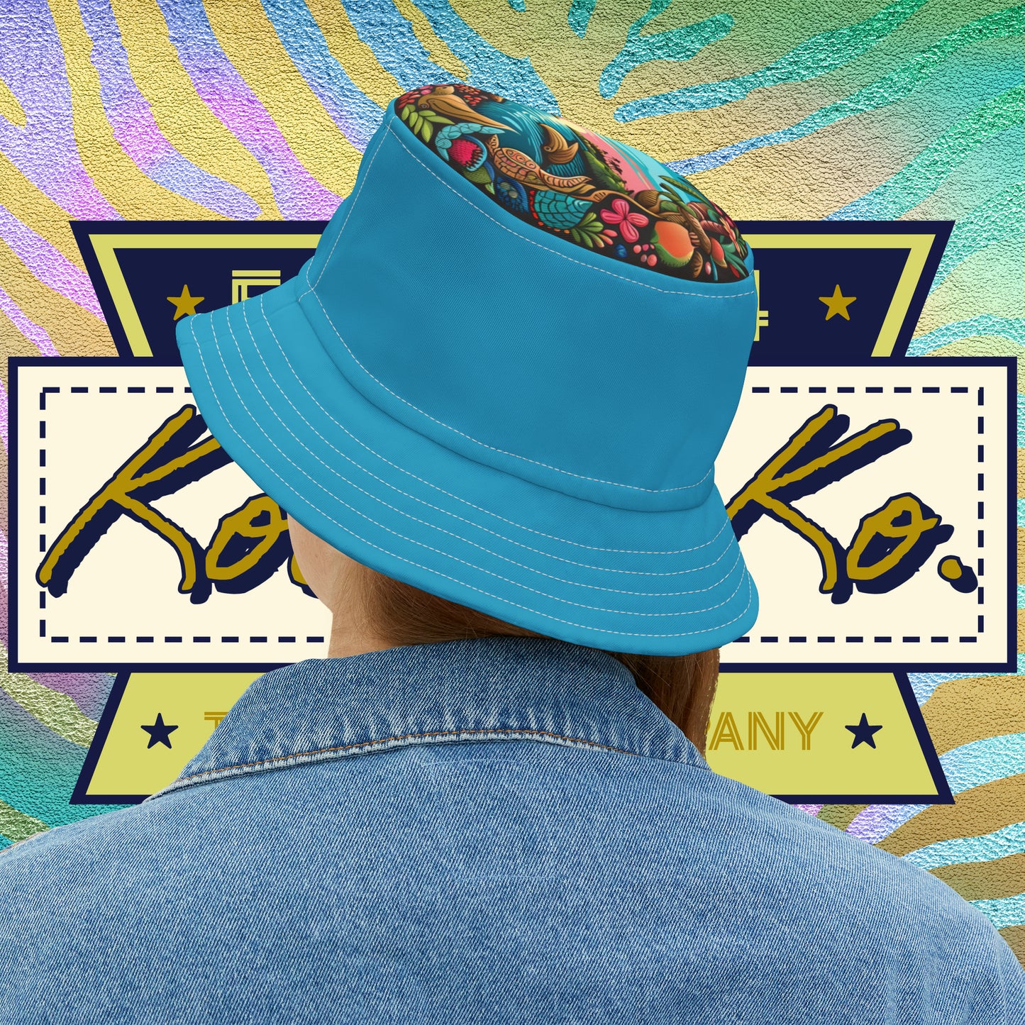 I Am Kolohe | Bucket Hat (AOP) | Turquoise With White or Black Stitching | 2 sizes | Kolohe Ko - Kolohe Ko