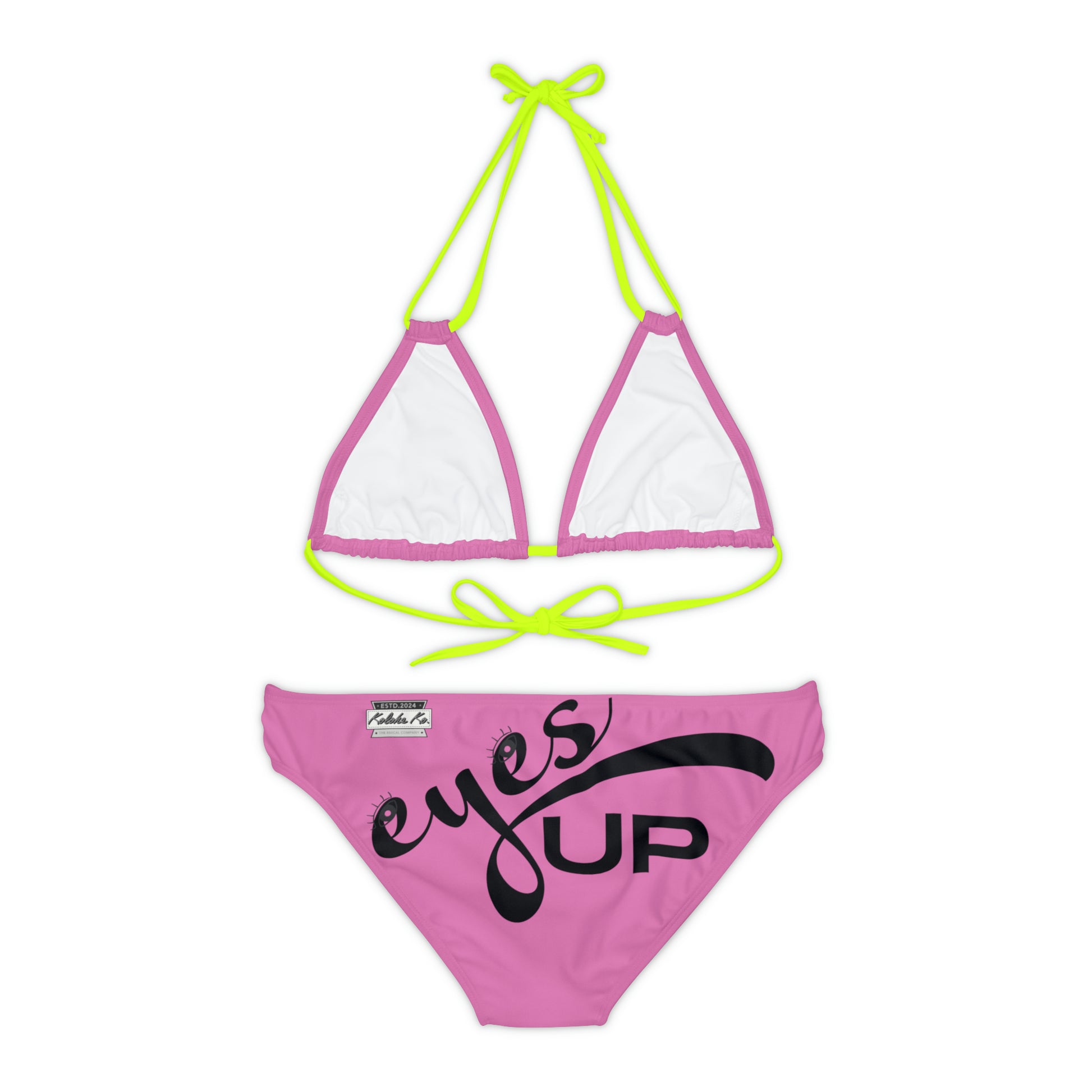 Eyes UP! | Pink Strappy Bikini Set | Seven Choices of Strap Colors | Kolohe Ko - Kolohe Ko