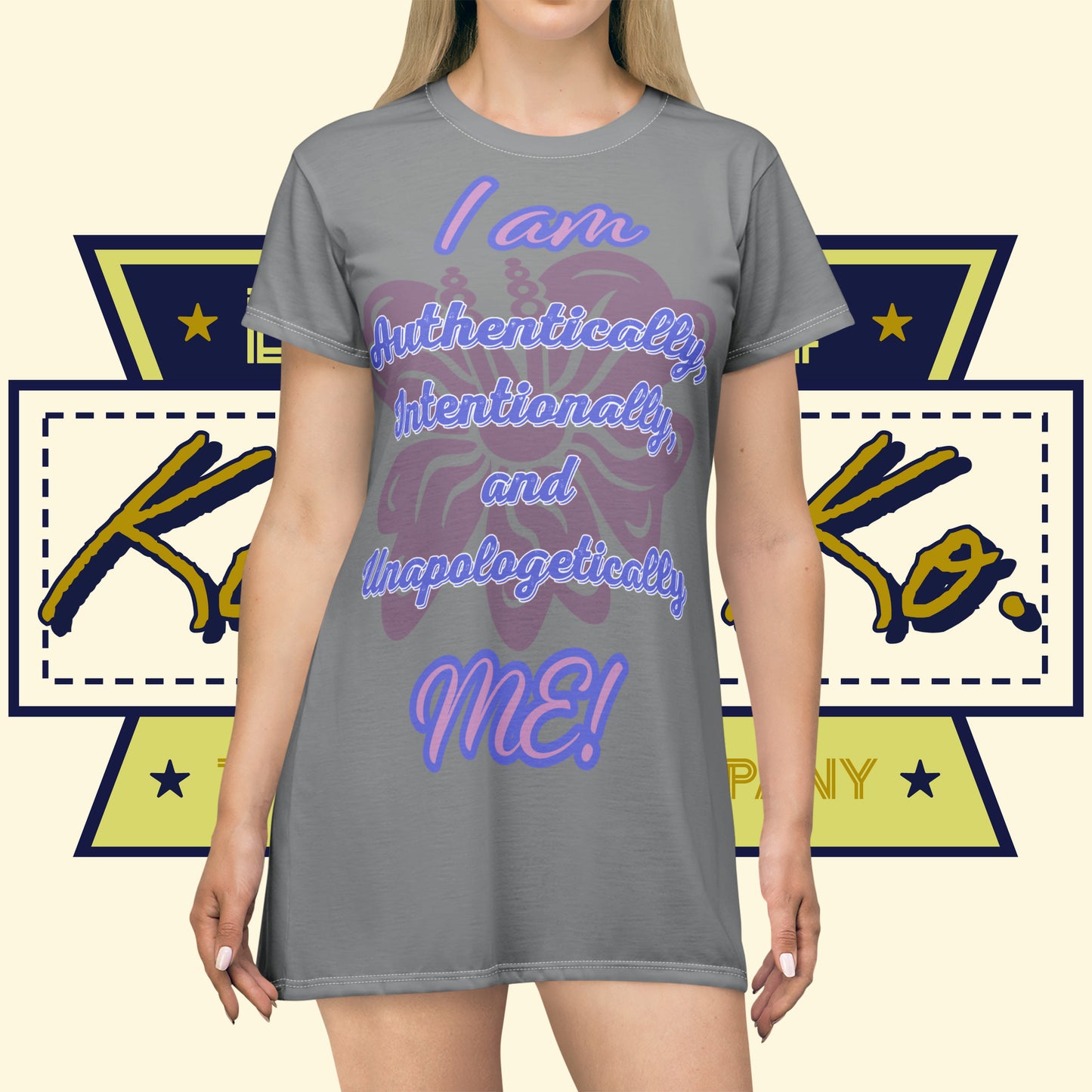 "I AM...ME!" - Grey T-Shirt Dress - Kolohe Ko. - Kolohe Ko