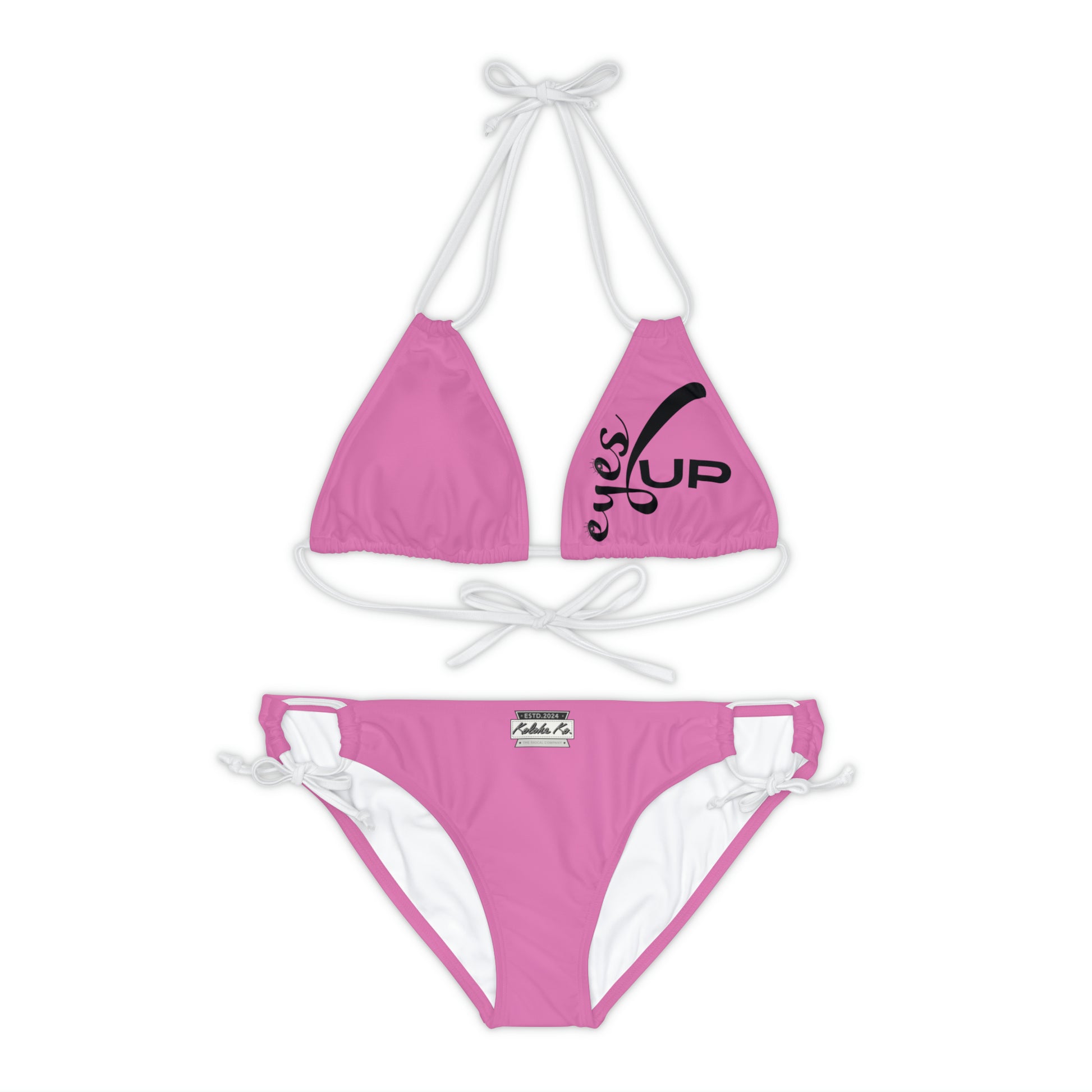 Eyes UP! | Pink Strappy Bikini Set | Seven Choices of Strap Colors | Kolohe Ko - Kolohe Ko