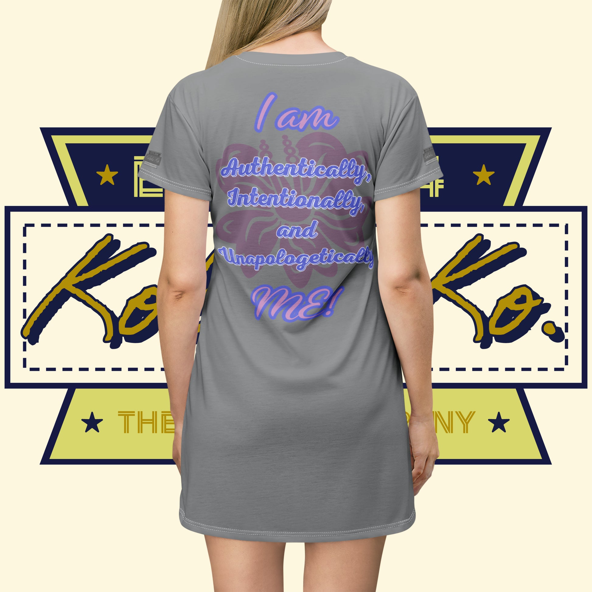 "I AM...ME!" - Grey T-Shirt Dress - Kolohe Ko. - Kolohe Ko