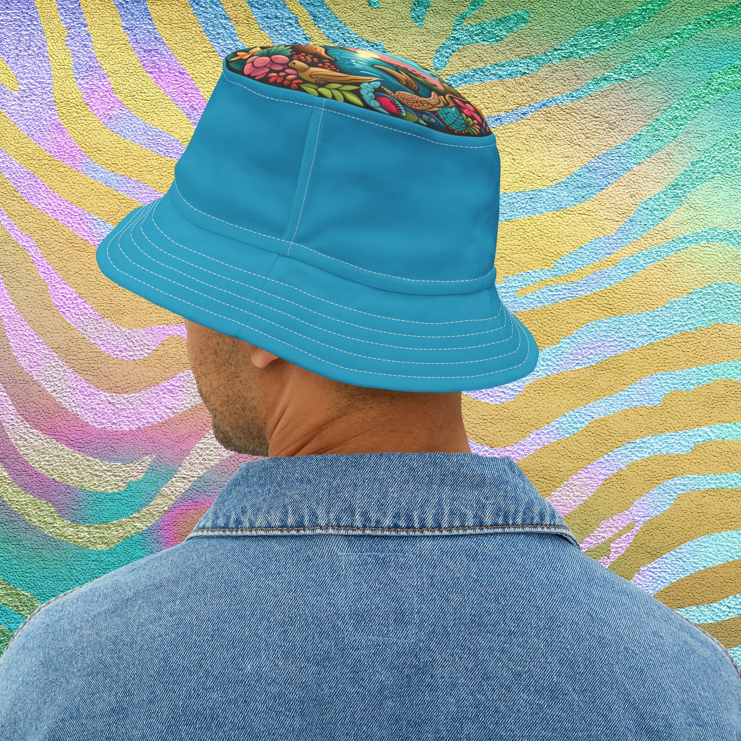 I Am Kolohe | Bucket Hat (AOP) | Turquoise With White or Black Stitching | 2 sizes | Kolohe Ko - Kolohe Ko